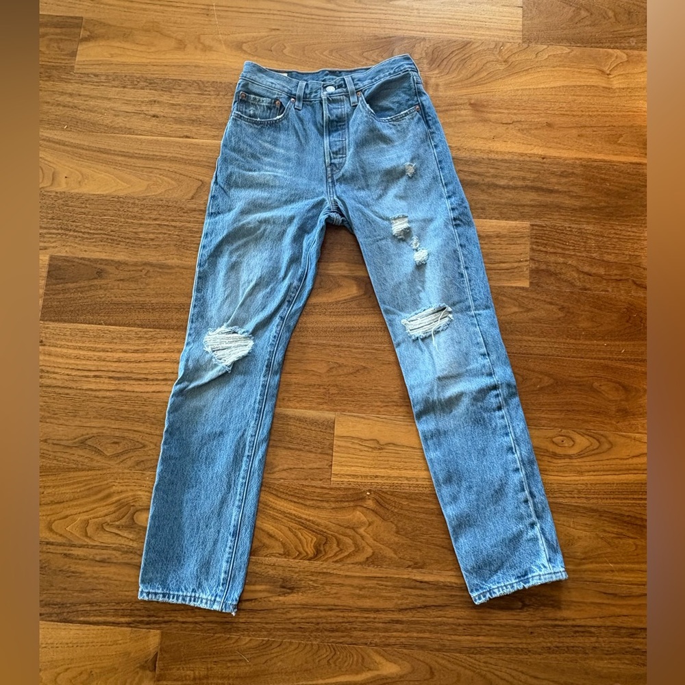 Distressed Blue Jeans - Picture 2 of 2